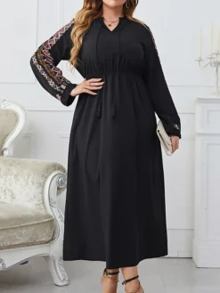 Women's Work Dress Black Dress Semi Formal Dress Fashion Midi Dress Print V Neck Long Sleeve Print Loose Fit Black Spring Fall XL XXL 3XL 4XL 13 Women's Work Dress Black Dress Semi Formal Dress Fashion Midi Dress Print V Neck Long Sleeve Print Loose Fit Black Spring Fall XL XXL 3XL 4XL -Party Prom Dresses Sales Store ivzrqg1692602222523