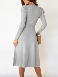 Women's Sweater Dress Jumper Dress Casual Dress Midi Dress Fashion Pure Color Outdoor Daily Vacation Going Out Crew Neck Long Sleeve Ruched 2023 Regular Fit Black Red Green S M L XL XXL -Party Prom Dresses Sales Store iwdfvh1694501384269