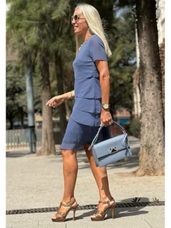 Women's Work Dress Sheath Dress Chiffon Dress Fashion Midi Dress Layered Crew Neck Short Sleeve Plain Loose Fit Wine Blue Green Summer Spring S M L XL XXL -Party Prom Dresses Sales Store iwsvrd1695106606938