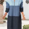 Women's Sweater Dress Winter Dress Jumper Dress Midi Dress Fashion Color Block Outdoor Street Daily Vacation V Neck Long Sleeve Zipper Print 2023 Loose Fit Black Pink Peach M L XL XXL 3XL 4XL 5XL
