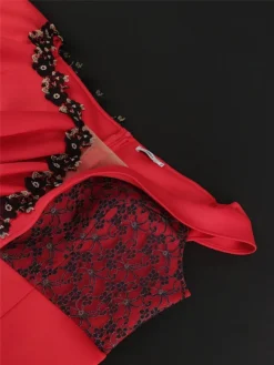 Women's Party Dress Lace Dress Cocktail Dress Midi Dress Red Short Sleeve Pure Color Lace Summer Spring Fall V Neck Fashion Wedding Guest Vacation Summer Dress 2023 S M L XL XXL 3XL 4XL -Party Prom Dresses Sales Store ixfiqs1691999412833