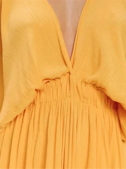 Women's Long Dress Maxi Dress Party Dress Swing Dress A Line Dress Pure Color Basic Casual Holiday Date Beach Backless Split Half Sleeve V Neck Dress Loose Fit White Yellow Orange Spring Summer S M L -Party Prom Dresses Sales Store izclhc1673321889734