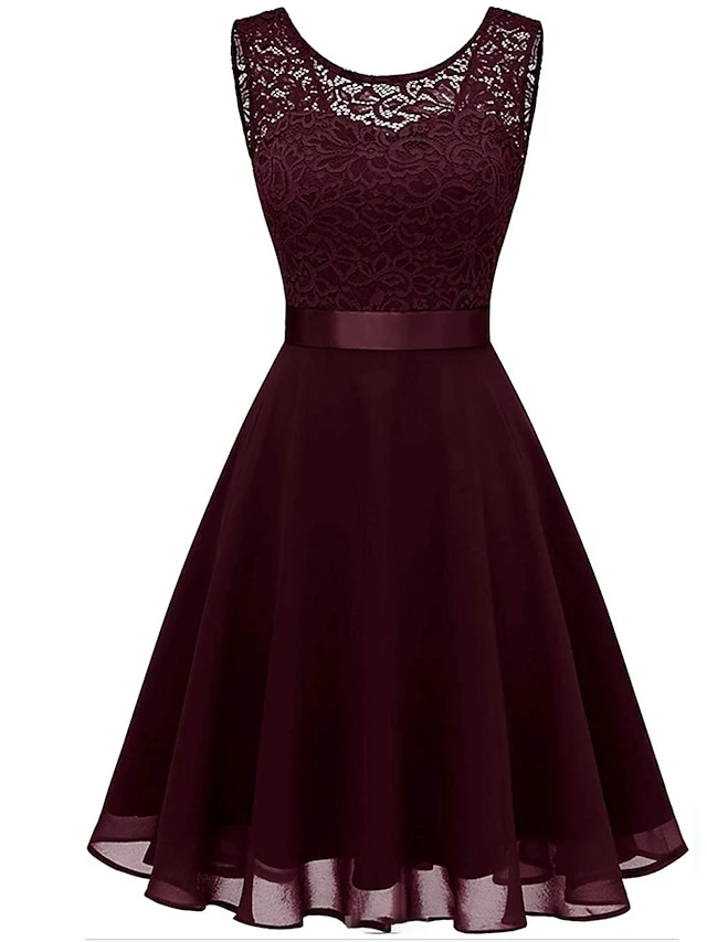 Women‘s Party Dress Lace Dress Knee Length Dress Pink Red Wine Dark Blue Red White Black Sleeveless Pure Color Lace Spring Summer Crew Neck Elegant 2022 XS S M L XL XXL XXXL 7 Women‘s Party Dress Lace Dress Knee Length Dress Pink Red Wine Dark Blue Red White Black Sleeveless Pure Color Lace Spring Summer Crew Neck Elegant 2022 XS S M L XL XXL XXXL - Image 7