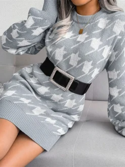 Women's Sweater Dress Jumper Dress Casual Dress Mini Dress Fashion Houndstooth Outdoor Daily Vacation Going Out Crew Neck Long Sleeve 2023 Loose Fit Black Wine Sky Blue S M L 39 Women's Sweater Dress Jumper Dress Casual Dress Mini Dress Fashion Houndstooth Outdoor Daily Vacation Going Out Crew Neck Long Sleeve 2023 Loose Fit Black Wine Sky Blue S M L -Party Prom Dresses Sales Store jaoovr1695031703945