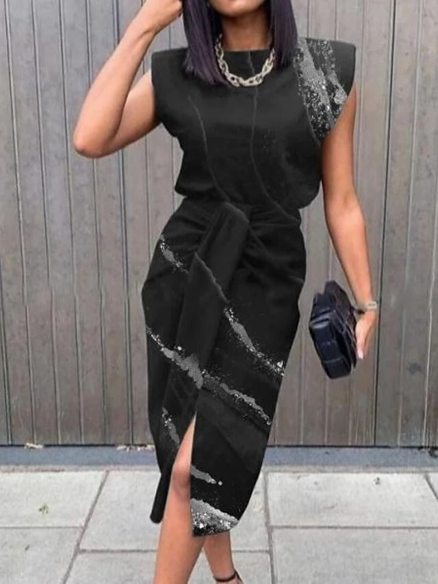 Women's Sheath Dress Midi Dress Sleeveless Butterfly Print Summer Spring V Neck Stylish Party 2023 S M L XL XXL 3XL 5 Women's Sheath Dress Midi Dress Sleeveless Butterfly Print Summer Spring V Neck Stylish Party 2023 S M L XL XXL 3XL - Image 5