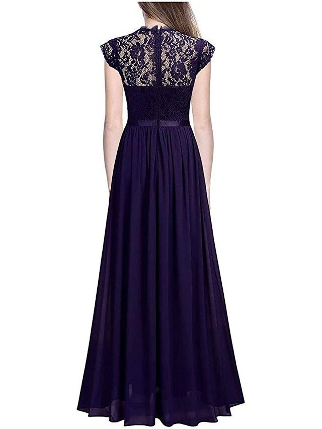 Women's Prom Dress Party Dress Lace Dress Long Dress Maxi Dress Black Wine Navy Blue Short Sleeve Pure Color Lace Summer Spring Fall Crew Neck Party Wedding Guest Vacation Fall Dress 2023 S M L XL 2XL 12 Women's Prom Dress Party Dress Lace Dress Long Dress Maxi Dress Black Wine Navy Blue Short Sleeve Pure Color Lace Summer Spring Fall Crew Neck Party Wedding Guest Vacation Fall Dress 2023 S M L XL 2XL - Image 12