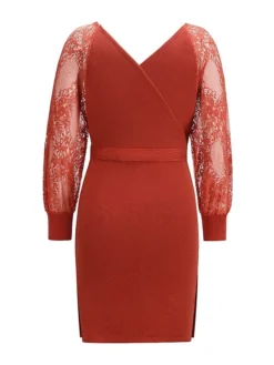 Women's Sweater Dress Knee Length Dress Blue Wine Khaki Black Long Sleeve Pure Color Lace Patchwork Fall Winter V Neck Elegant Sexy 2022 S M L XL XXL 10 Women's Sweater Dress Knee Length Dress Blue Wine Khaki Black Long Sleeve Pure Color Lace Patchwork Fall Winter V Neck Elegant Sexy 2022 S M L XL XXL -Party Prom Dresses Sales Store jdqaax1611553995988