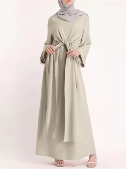 Women's Work Dress Black Dress Semi Formal Dress Fashion Long Dress Maxi Dress Lace Up Ruched Crew Neck Long Sleeve Plain Loose Fit Black Pink Apricot Fall Winter S M L XL XXL -Party Prom Dresses Sales Store jdtcqy1693280904985