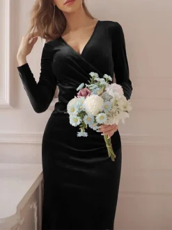 Women‘s Christmas Prom Dress Party Dress Velvet Dress Long Dress Maxi Dress Black Wine Dark Green Long Sleeve Pure Color Ruched Spring Fall Winter V Neck Fashion Winter Dress Birthday Evening Party 37 Women‘s Christmas Prom Dress Party Dress Velvet Dress Long Dress Maxi Dress Black Wine Dark Green Long Sleeve Pure Color Ruched Spring Fall Winter V Neck Fashion Winter Dress Birthday Evening Party -Party Prom Dresses Sales Store jdxufm1691402342638