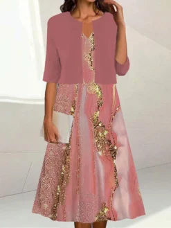 Women's Two Piece Dress Set Casual Dress Print Dress Outdoor Daily Fashion Elegant Print Midi Dress V Neck Half Sleeve Print Ombre Regular Fit Light Green Pink Dark Green Summer Spring S M L XL XXL 6 Women's Two Piece Dress Set Casual Dress Print Dress Outdoor Daily Fashion Elegant Print Midi Dress V Neck Half Sleeve Print Ombre Regular Fit Light Green Pink Dark Green Summer Spring S M L XL XXL -Party Prom Dresses Sales Store jexhyk1688116777251