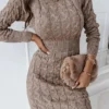 Women's Sweater Dress Winter Dress Jumper Dress Mini Dress Active Pure Color Outdoor Casual Holiday Vacation Crew Neck Long Sleeve 2023 Slim Brown S M L XL XXL 3XL