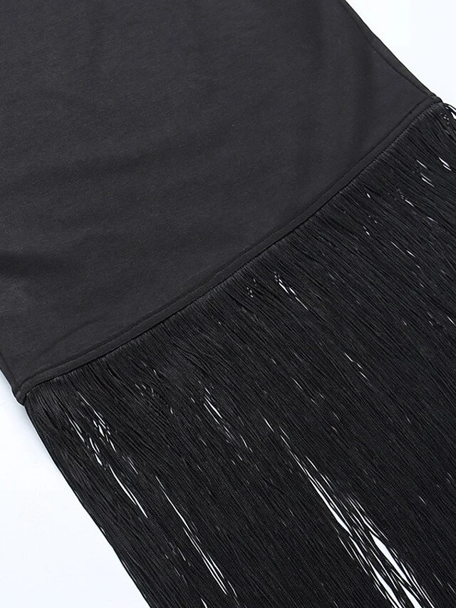 Women's Fringe Dress Bodycon Midi Dress White Black Sleeveless Pure Color Backless Tassel Fringe Spring Summer Strapless Stylish Elegant Sexy Slim 2022 S M L / Party Dress 6 Women's Fringe Dress Bodycon Midi Dress White Black Sleeveless Pure Color Backless Tassel Fringe Spring Summer Strapless Stylish Elegant Sexy Slim 2022 S M L / Party Dress - Image 6