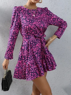 Women's Work Dress Sheath Dress Semi Formal Dress Fashion Mini Dress Lace Up Print Crew Neck Long Sleeve Floral Loose Fit Black Fuchsia Brown Fall S M L XL XXL 22 Women's Work Dress Sheath Dress Semi Formal Dress Fashion Mini Dress Lace Up Print Crew Neck Long Sleeve Floral Loose Fit Black Fuchsia Brown Fall S M L XL XXL -Party Prom Dresses Sales Store jikkob1693300588804
