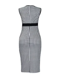 Women's Two Piece Dress Set Casual Dress Sheath Dress Daily Going Out Streetwear Modern Print Midi Dress Crew Neck Long Sleeve Houndstooth Regular Fit Black Fall Winter S M L XL XXL -Party Prom Dresses Sales Store jjlqbq1695194342414