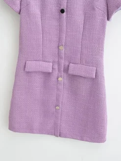 Women's Work Dress Casual Dress Sheath Dress Fashion Office Daily Mini Dress Patchwork Button Stand Collar Short Sleeve Plain Regular Fit Purple Fall Winter S M L 14 Women's Work Dress Casual Dress Sheath Dress Fashion Office Daily Mini Dress Patchwork Button Stand Collar Short Sleeve Plain Regular Fit Purple Fall Winter S M L -Party Prom Dresses Sales Store jjygjx1695267966804
