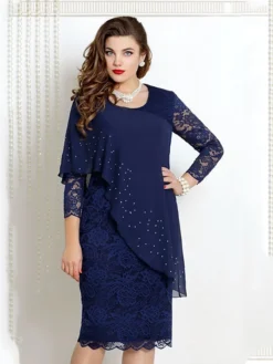 Women's Party Dress Work Dress Sheath Dress Midi Dress Navy Blue Blue Green 3/4 Length Sleeve Pure Color Lace Spring Fall Crew Neck Mature Office Summer Dress Spring Dress 2023 S M L XL XXL 3XL 4XL 12 Women's Party Dress Work Dress Sheath Dress Midi Dress Navy Blue Blue Green 3/4 Length Sleeve Pure Color Lace Spring Fall Crew Neck Mature Office Summer Dress Spring Dress 2023 S M L XL XXL 3XL 4XL -Party Prom Dresses Sales Store jkgzyn1635998017569