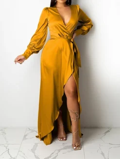 Women‘s Wedding Guest Dress Party Dress Satin Dress Sheath Dress Swing Dress Long Dress Maxi Dress Black Yellow Pink Long Sleeve Pure Color Lace Up Winter Fall Spring V Neck Mature Winter Dress 2023 23 Women‘s Wedding Guest Dress Party Dress Satin Dress Sheath Dress Swing Dress Long Dress Maxi Dress Black Yellow Pink Long Sleeve Pure Color Lace Up Winter Fall Spring V Neck Mature Winter Dress 2023 -Party Prom Dresses Sales Store jkwxte1643182438932