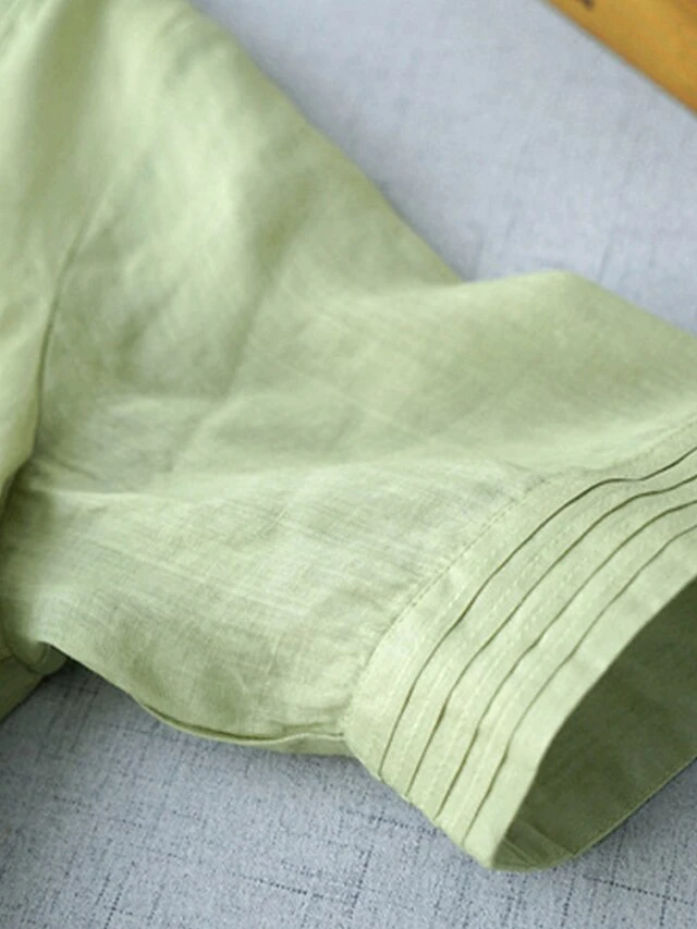 Women's Casual Dress Cotton Linen Dress White Dress Midi Dress Cotton Blend Basic Casual Outdoor Vacation V Neck Ruched Half Sleeve Summer Spring Fall 2023 Loose Fit White Green Apricot Pure Color M 10 Women's Casual Dress Cotton Linen Dress White Dress Midi Dress Cotton Blend Basic Casual Outdoor Vacation V Neck Ruched Half Sleeve Summer Spring Fall 2023 Loose Fit White Green Apricot Pure Color M - Image 10