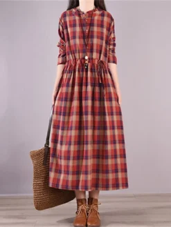 Women's Casual Dress Cotton Linen Dress Plaid Dress Midi Dress Linen / Cotton Blend Fashion Basic Outdoor Daily Holiday Stand Collar Pocket Print Long Sleeve Fall Winter Autumn 2023 Loose Fit Yellow 16 Women's Casual Dress Cotton Linen Dress Plaid Dress Midi Dress Linen / Cotton Blend Fashion Basic Outdoor Daily Holiday Stand Collar Pocket Print Long Sleeve Fall Winter Autumn 2023 Loose Fit Yellow -Party Prom Dresses Sales Store jlursn1693553153641