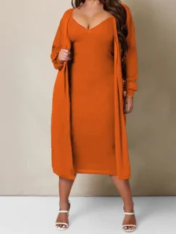 Women's Two Piece Dress Set Casual Dress Skirt Set Home Daily Fashion Streetwear Ribbed Midi Dress Crew Neck Long Sleeve Plain Slim Black White Wine Fall Winter S M L XL XXL -Party Prom Dresses Sales Store jmrprk1697597308521