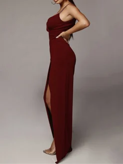 Women's Prom Dress Party Dress Wedding Guest Dress Long Dress Maxi Dress Black White Wine Sleeveless Pure Color Backless Spring Fall Winter Spaghetti Strap Fashion Winter Dress Wedding Guest Evening -Party Prom Dresses Sales Store jphaaj1696579472455