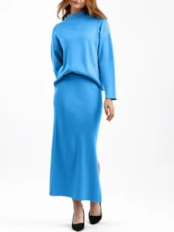 Women's Two Piece Dress Set Casual Dress Skirt Set Outdoor Daily Fashion Streetwear Split Ribbed Midi Dress Turtleneck Long Sleeve Plain Loose Fit Black Light Green Blue Fall One-Size 25 Women's Two Piece Dress Set Casual Dress Skirt Set Outdoor Daily Fashion Streetwear Split Ribbed Midi Dress Turtleneck Long Sleeve Plain Loose Fit Black Light Green Blue Fall One-Size -Party Prom Dresses Sales Store jplaht1693278285045