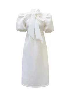 Women‘s Prom Cocktail Party Dress Wedding Guest Dress Swing Dress Long Dress Maxi Dress Purple Yellow Red Half Sleeve Pure Color Bow Spring Summer Stand Collar 2023 S M L XL XXL 3XL -Party Prom Dresses Sales Store jtggwg1651742089224