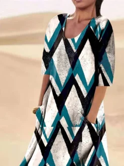 Women's Casual Dress Cotton Linen Dress Swing Dress Midi Dress Polyester Fashion Casual Daily Outdoor Daily Vacation Crew Neck Pocket Print 3/4 Length Sleeve Summer Spring Fall 2023 Regular Fit Blue 5 Women's Casual Dress Cotton Linen Dress Swing Dress Midi Dress Polyester Fashion Casual Daily Outdoor Daily Vacation Crew Neck Pocket Print 3/4 Length Sleeve Summer Spring Fall 2023 Regular Fit Blue -Party Prom Dresses Sales Store jupujn1690959756532