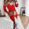 Women's Christmas Dress Sweater Dress Jumper Dress Midi Dress Warm Snowflake Outdoor Christmas Daily Holiday V Neck Long Sleeve 2023 Regular Fit Red Blue Green S M L XL XXL 3XL