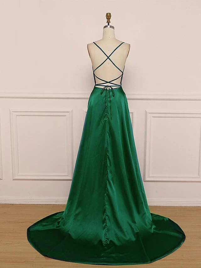 Women‘s Prom Party Dress Homecoming Dress Satin Maxi Long Dress Green Red Sleeveless Pure Color Split Spring Summer Spaghetti Strap Party Stylish Elegant Party 2023 S M L XL 13 Women‘s Prom Party Dress Homecoming Dress Satin Maxi Long Dress Green Red Sleeveless Pure Color Split Spring Summer Spaghetti Strap Party Stylish Elegant Party 2023 S M L XL - Image 13