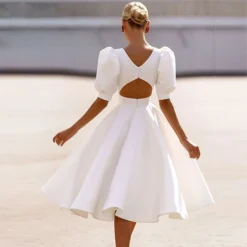 Women's Party Dress Casual Dress Swing Dress Midi Dress Black White Pink Short Sleeve Pure Color Backless Summer Spring Crew Neck Party Party Birthday Spring Dress 2023 S M L XL 2XL -Party Prom Dresses Sales Store jxstzj1631944783531