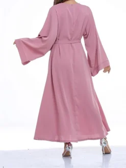 Women's Work Dress Black Dress Semi Formal Dress Fashion Long Dress Maxi Dress Lace Up Crew Neck Long Sleeve Plain Regular Fit Black Pink Red Fall Winter S M L XL XXL -Party Prom Dresses Sales Store kbtlbm1693300577603