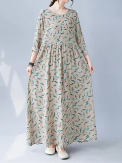 Women's Casual Dress Linen Dress Swing Dress Maxi Long Dress Linen Fashion Modern Outdoor Daily Holiday Crew Neck Print Long Sleeve Fall Winter Autumn 2023 Loose Fit Apricot Flower L XL 2XL 29 Women's Casual Dress Linen Dress Swing Dress Maxi Long Dress Linen Fashion Modern Outdoor Daily Holiday Crew Neck Print Long Sleeve Fall Winter Autumn 2023 Loose Fit Apricot Flower L XL 2XL -Party Prom Dresses Sales Store kcvjbz1693553162529