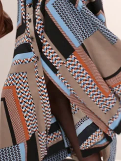 Women's Work Dress Sheath Dress Swing Dress Fashion Winter Dress Office Daily Long Dress Maxi Dress Button Print V Neck Long Sleeve Stripe Print Regular Fit Khaki Fall Winter S M L XL -Party Prom Dresses Sales Store kcyugc1695030996618