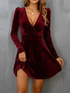 Women‘s Wedding Guest Dress Homecoming Dress Party Dress Velvet Dress Green Casual Dress Wine Army Green Black Long Sleeve Pure Color Ruched Velvet Winter Fall V Neck Casual Modern 22 Women‘s Wedding Guest Dress Homecoming Dress Party Dress Velvet Dress Green Casual Dress Wine Army Green Black Long Sleeve Pure Color Ruched Velvet Winter Fall V Neck Casual Modern -Party Prom Dresses Sales Store kdnfge1661941385910