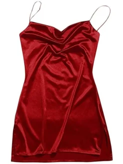 Women's Party Dress Cocktail Dress Satin Dress Mini Dress Black White Champagne Sleeveless Pure Color Backless Spring Fall Winter Spaghetti Strap Fashion Winter Dress Wedding Guest Vacation 2023 S M -Party Prom Dresses Sales Store keipaj1692079759903