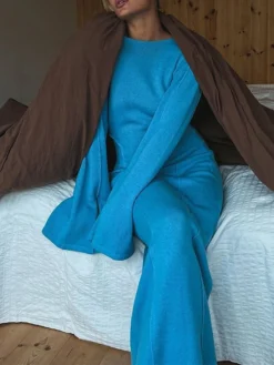 Women's Sweater Dress Winter Dress Jumper Dress Long Dress Maxi Dress Split Street Daily Holiday Fashion Streetwear Crew Neck Long Sleeve 2023 Regular Fit Sky Blue Color S M L Size -Party Prom Dresses Sales Store kisbaf1692938890693