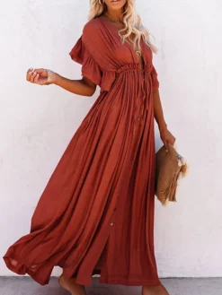 Women's Normal Party Dress White Dress Long Dress Maxi Dress Black White Army Green Long Sleeve Pure Color Button Summer Spring Fall Plunge Vacation One-Size -Party Prom Dresses Sales Store kjiizl1655979376829