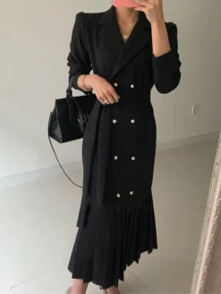 Women's Work Dress Blazer Dress Semi Formal Dress Fashion Office Daily Workfashion Midi Dress Lace Up Pleated Shirt Collar Long Sleeve Plain Loose Fit Black Apricot Fall Winter S M L XL XXL 11 Women's Work Dress Blazer Dress Semi Formal Dress Fashion Office Daily Workfashion Midi Dress Lace Up Pleated Shirt Collar Long Sleeve Plain Loose Fit Black Apricot Fall Winter S M L XL XXL -Party Prom Dresses Sales Store kjinuv1695805465878