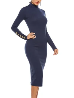 Women's Sweater Dress Midi Dress Dark Blue Gray Long Sleeve Pure Color Button Fall Winter Autumn Turtleneck Casual Winter Dress Fall Dress 2022 S M L XL XXL 3XL 4XL 5XL 17 Women's Sweater Dress Midi Dress Dark Blue Gray Long Sleeve Pure Color Button Fall Winter Autumn Turtleneck Casual Winter Dress Fall Dress 2022 S M L XL XXL 3XL 4XL 5XL -Party Prom Dresses Sales Store kkevou1627549588831