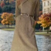 Women's Work Dress Casual Dress Sheath Dress Fashion Winter Dress Office Daily Midi Dress Button Pocket Shirt Collar Long Sleeve Plain Loose Fit Khaki Fall Winter S M L XL XXL