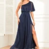 Women's Prom Dress Party Dress Swing Dress Long Dress Maxi Dress Dark Blue Short Sleeve Pure Color Zipper Summer Spring Fall Spaghetti Strap Fashion Evening Party Summer Dress 2023 S M L XL