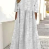 Women's Casual Dress Cotton Linen Dress Swing Dress Midi Dress Cotton Blend Fashion Modern Outdoor Daily Vacation Crew Neck Ruched Pocket Half Sleeve Summer Spring Fall 2023 Regular Fit White Flower