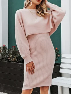 Women's Two Piece Dress Set Casual Dress Skirt Set Daily Going Out Fashion Streetwear Print Mini Dress Crew Neck Long Sleeve Plain Regular Fit Black Yellow Light Green Fall Winter M -Party Prom Dresses Sales Store kupjaw1693295677578