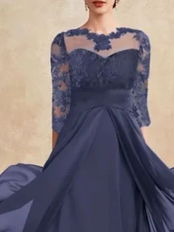 Women's Prom Dress Party Dress Lace Dress Long Dress Maxi Dress Dark Blue Half Sleeve Pure Color Lace Spring Fall Winter Crew Neck Fashion Winter Dress Evening Party Wedding Guest 2023 S M L XL XXL 4 Women's Prom Dress Party Dress Lace Dress Long Dress Maxi Dress Dark Blue Half Sleeve Pure Color Lace Spring Fall Winter Crew Neck Fashion Winter Dress Evening Party Wedding Guest 2023 S M L XL XXL -Party Prom Dresses Sales Store kvacxm1692769530832