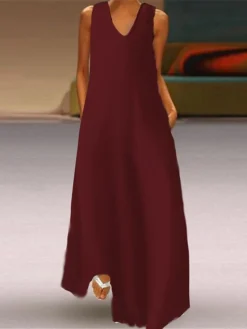 Women's Casual Dress Cotton Linen Dress Swing Dress Maxi Long Dress Cotton Blend Basic Modern Outdoor Daily Vacation V Neck Basic Sleeveless Summer Spring 2023 Regular Fit Black Wine Khaki Plain S M 18 Women's Casual Dress Cotton Linen Dress Swing Dress Maxi Long Dress Cotton Blend Basic Modern Outdoor Daily Vacation V Neck Basic Sleeveless Summer Spring 2023 Regular Fit Black Wine Khaki Plain S M -Party Prom Dresses Sales Store kvaqrx1686038679598