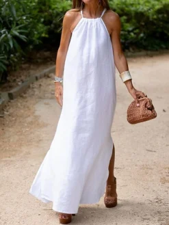 Women's Casual Dress Swing Dress White Dress Long Dress Maxi Dress Cotton Polyester Basic Casual Outdoor Daily Holiday Halter Neck Split Sleeveless Summer Spring 2023 Regular Fit Camel Black White 11 Women's Casual Dress Swing Dress White Dress Long Dress Maxi Dress Cotton Polyester Basic Casual Outdoor Daily Holiday Halter Neck Split Sleeveless Summer Spring 2023 Regular Fit Camel Black White -Party Prom Dresses Sales Store kvutvw1675162397297