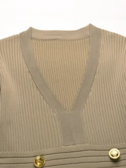 Women's Sweater Dress Jumper Dress Casual Dress Midi Dress Active Plain Outdoor Casual Holiday Vacation V Neck Long Sleeve Button 2023 Regular Fit Black Red Green S M L XL XXL -Party Prom Dresses Sales Store kvyajf1697537838654