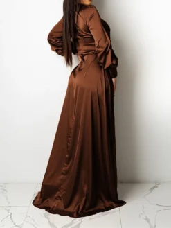 Women‘s Wedding Guest Dress Party Dress Satin Dress Sheath Dress Swing Dress Long Dress Maxi Dress Black Yellow Pink Long Sleeve Pure Color Lace Up Winter Fall Spring V Neck Mature Winter Dress 2023 27 Women‘s Wedding Guest Dress Party Dress Satin Dress Sheath Dress Swing Dress Long Dress Maxi Dress Black Yellow Pink Long Sleeve Pure Color Lace Up Winter Fall Spring V Neck Mature Winter Dress 2023 -Party Prom Dresses Sales Store kwtszq1643182439993