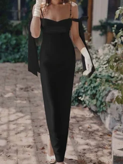 Women‘s Party Dress Satin Dress Sheath Dress Long Dress Maxi Dress Green Black Blue Sleeveless Pure Color Mesh Spring Summer Off Shoulder Modern Party Slim 2023 S M L XL XXL -Party Prom Dresses Sales Store kxyqgl1645181424413